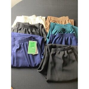 Lot Of 7 Vintage Elastic Waist Womens Pants Various Sizes, Colors Slit Pockets G